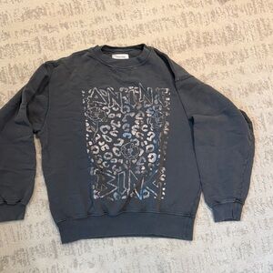 Anine Bing Charcoal Graphic Crewneck Sweater